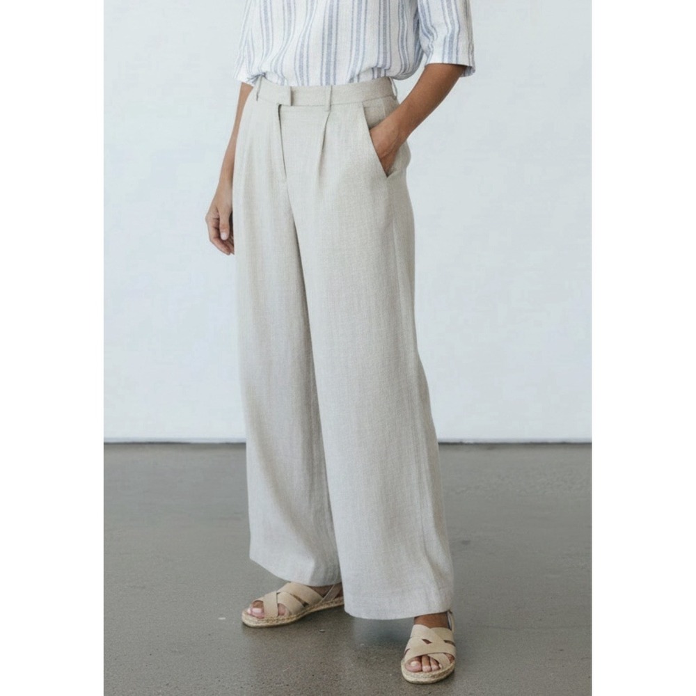 Abercrombie High Rise Wide Leg Linen Pants Pleated Palazzo Beach Vacation Sz 16R